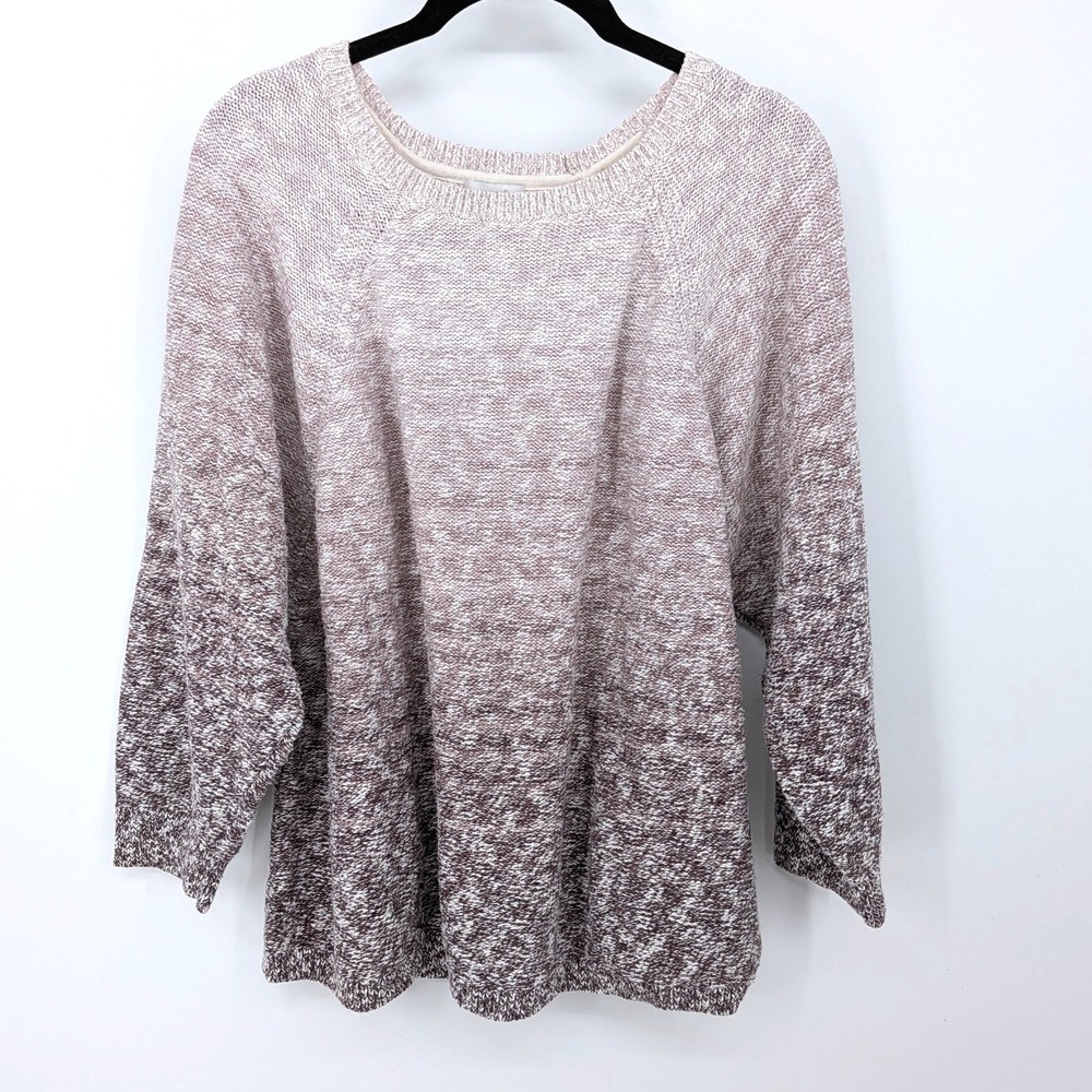Pure Jill J Jill Ombre Knit Sweater XL Petite Purple‎ Raglan Melange Relaxed
